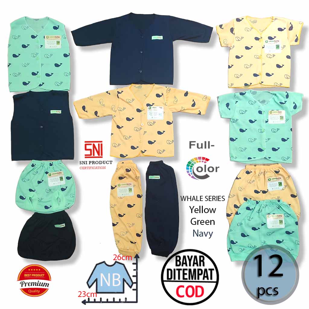 18 Pcs PAKET LAHIRAN SETELAN BAJU BAYI CELANA BAYI BARU LAHIR GIFT SET BABY NEWBORN SNI LENGKAP LAKI PEREMPUAN MURAH PAUS WHALE