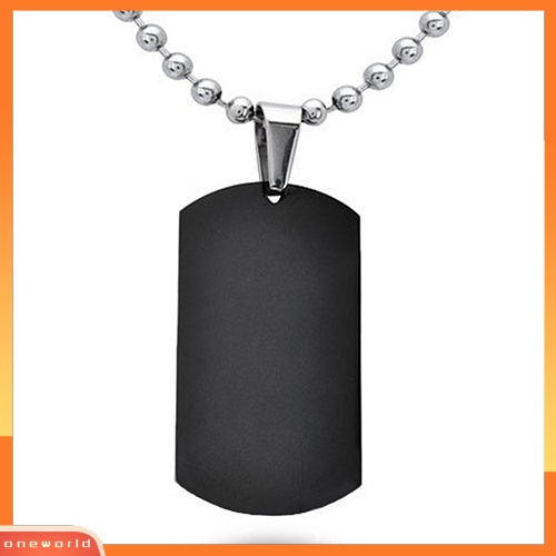 {oneworld} Kalung Dog Tag Persegi Panjang Poles Stainless Steel 316L Pria Wanita Punk Fashion