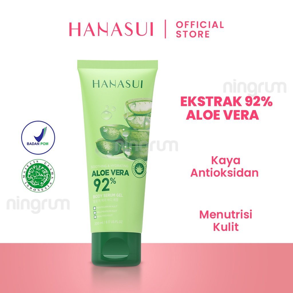 Ningrum - HANASUI Body Serum Gel 200mL | Aloe Vera Vit C Sakura | Perawatan Tubuh Gel Serum Original BPOM - 5016