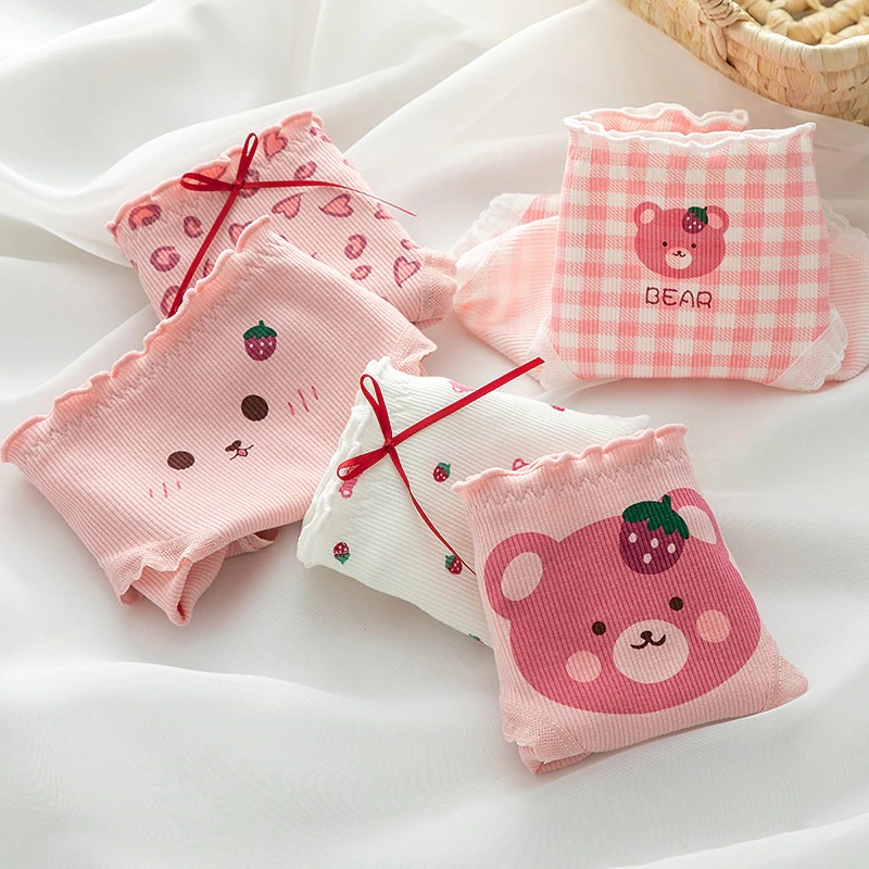 ❤ MIMI ❤  CD imut fashion Undies Celana Dalam Wanita Corak  Bear Strawberry high quality katun import