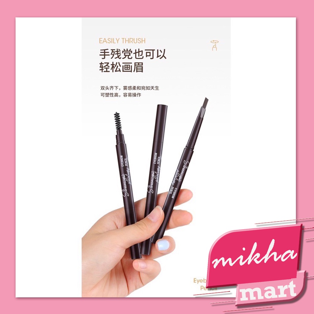 Pensil Alis Anti Air PUTAR Otomatis 2IN1 Eyebrow Pencil + Sikat Alis - MKM