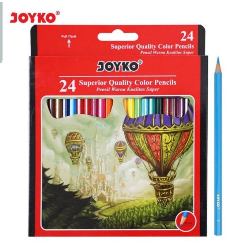 

(1pcs) Pensil Warna 24 Panjang Joyko CP101 / CP 24PB Cover Merah