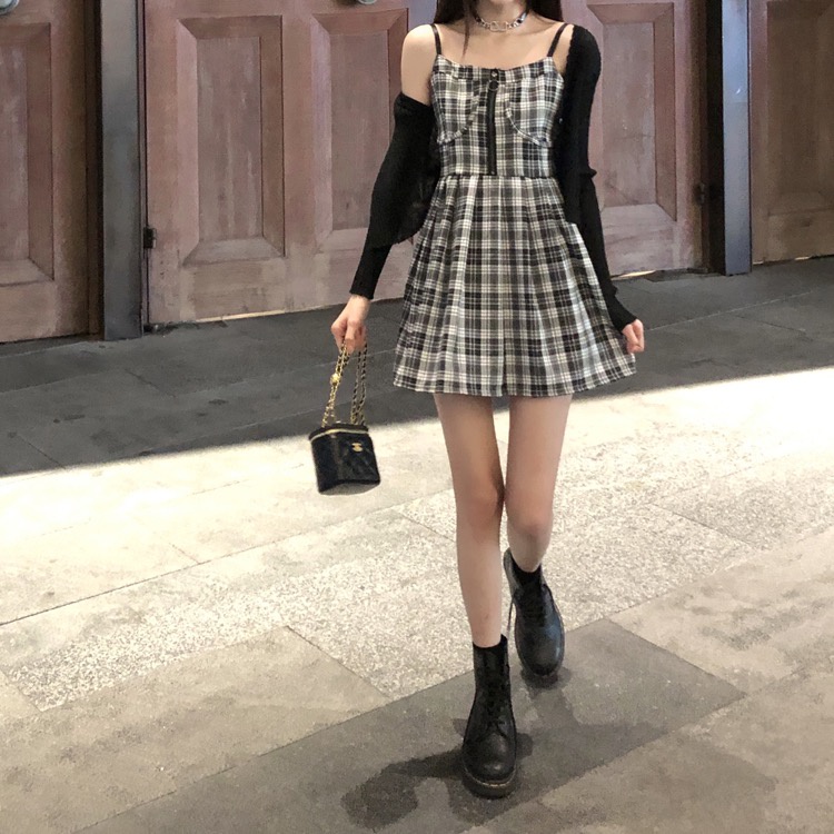 FIONA MINI DRESS KOTAK GOULEN COKLAT CASUAL WANITA JK