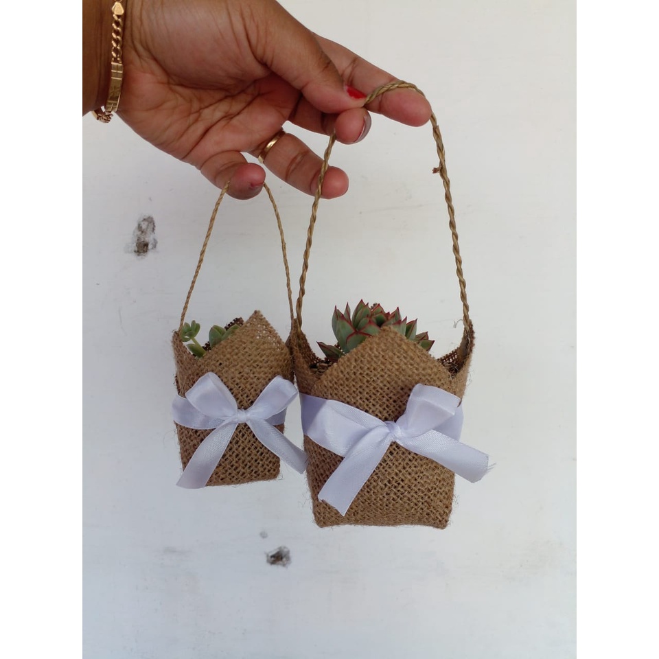 [HANYA PACKAGINGNYA] BURLAP JINJING UNTUK Souvenir Kaktus &amp; Sukulen Hias Mini D-8 cm dan 5cm