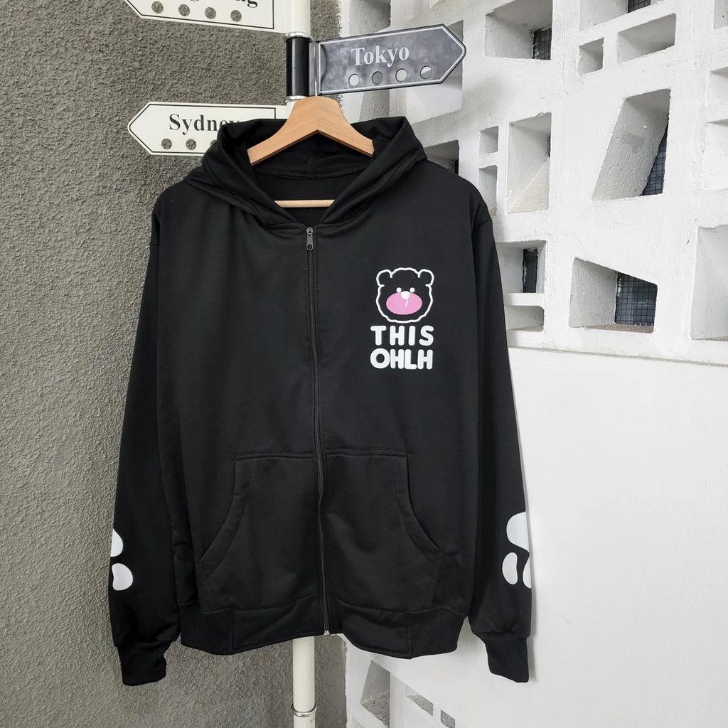 Hoodie Sweater THIS OHLH BEAR zipper bisa untuk jaket pria/wanita