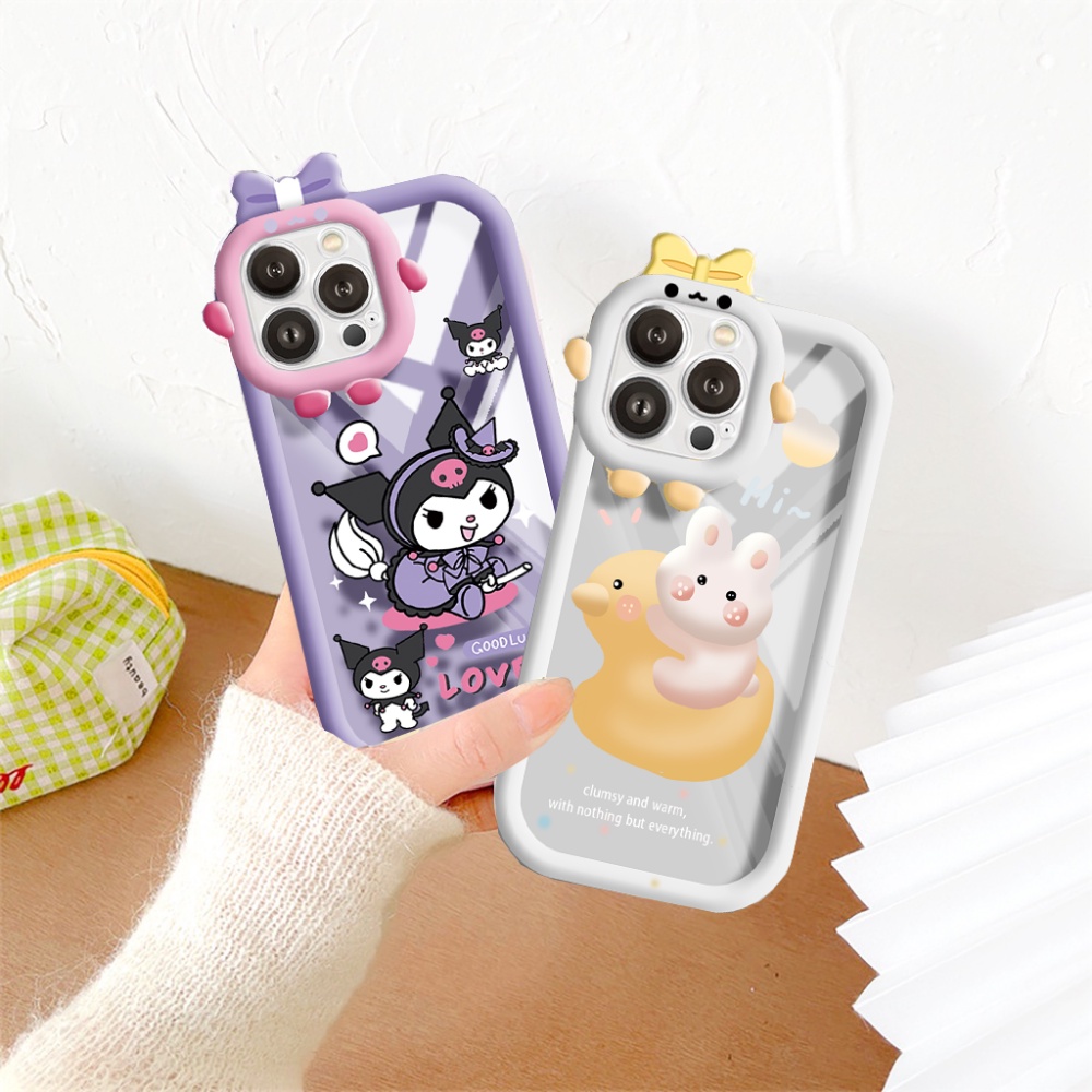 Case Good Luck OPPO A17 A17K A77s A57 A15 A95 A96 A12 A54 A16 A55 A16K A5s A3s A76 A74 A7 A53 A52 A31 A5 A9 Reno 5F Kuromi Bunny Monster Lensa Shockproof Casing Hp Bening