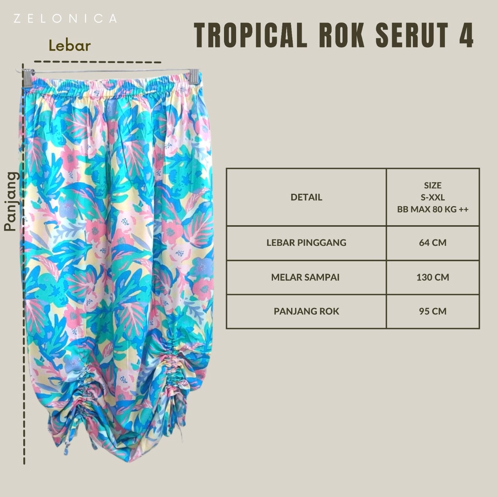 Zelonica Tropical Rok Serut4 Bahan Katun