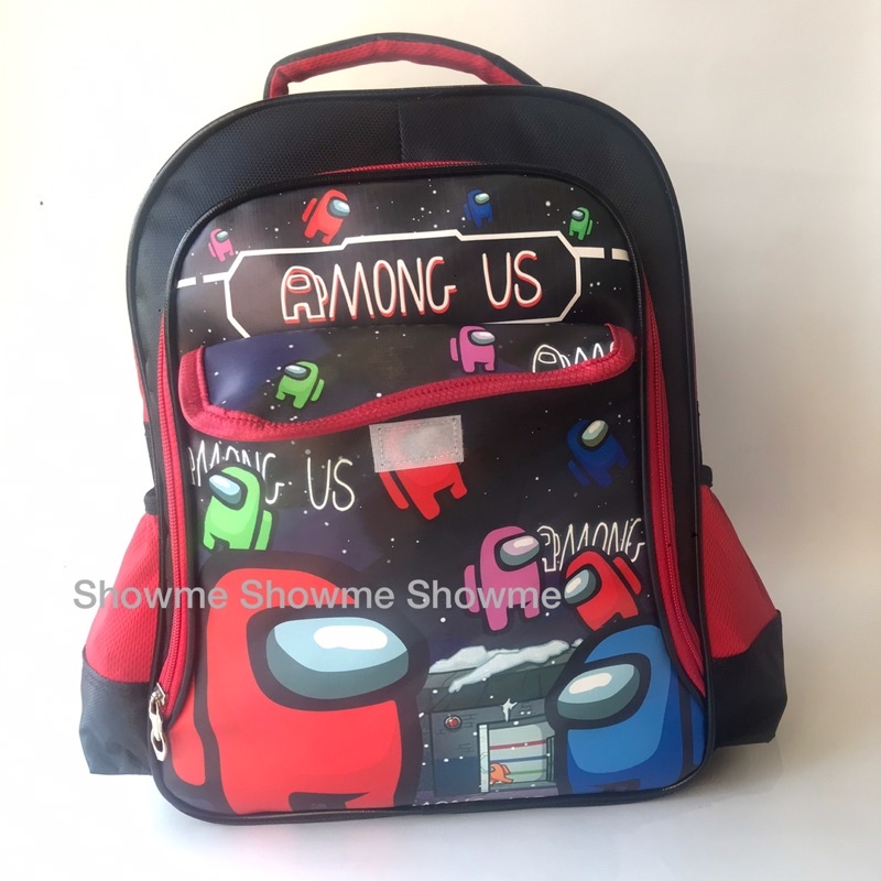 SHOWME TAS RANSEL ANAK SEKOLAH TK 14inci  KARAKTER LAKI   3 RUANG - KUALITAS PREMIUM - AMONG US ONLINE GAME