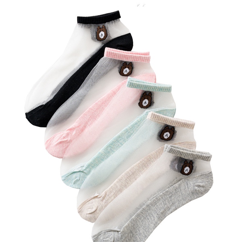 ⭐️𝐈𝐇𝐒 𝟖𝟗𝟔 𝐋𝐚𝐦𝐩𝐮𝐧𝐠⭐️Kaos Kaki Transparan Wanita Kaos Kaki Fashion Pendek Beruang Japanese Bear Ankle Socks