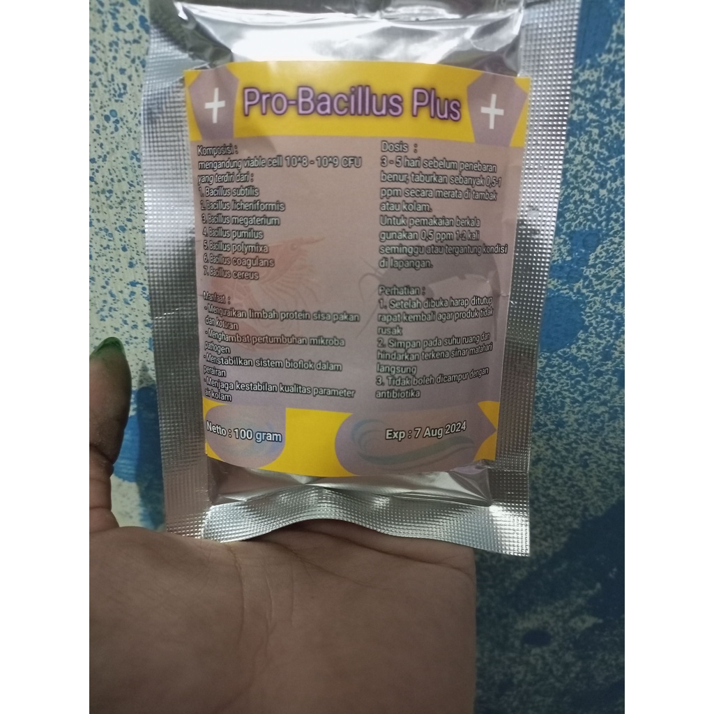 Probiotik bacillus plus 100 gram / bacillus / probiotik bioflok / kolam bioflok /  probiotik ikan / 