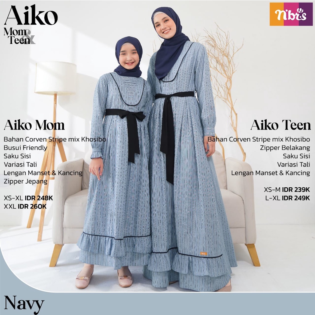 Jual Sarimbit Couple 2023 Nibras Couple Aiko Navy Baju Couple Ibu