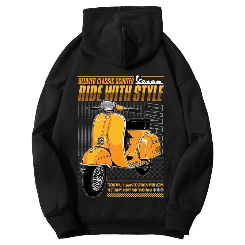 HOODIE FLEECE SUNMORI MOTOR VESPA SPRINT CLASSIC YELLOW JOE LEE