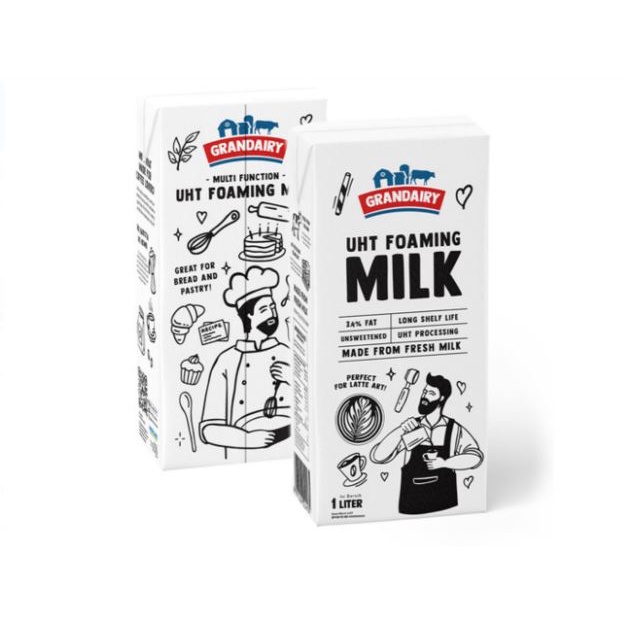 

Grandairy UHT Foaming Milk Dus 12x1Ltr - Susu UHT Gosend Grab Only