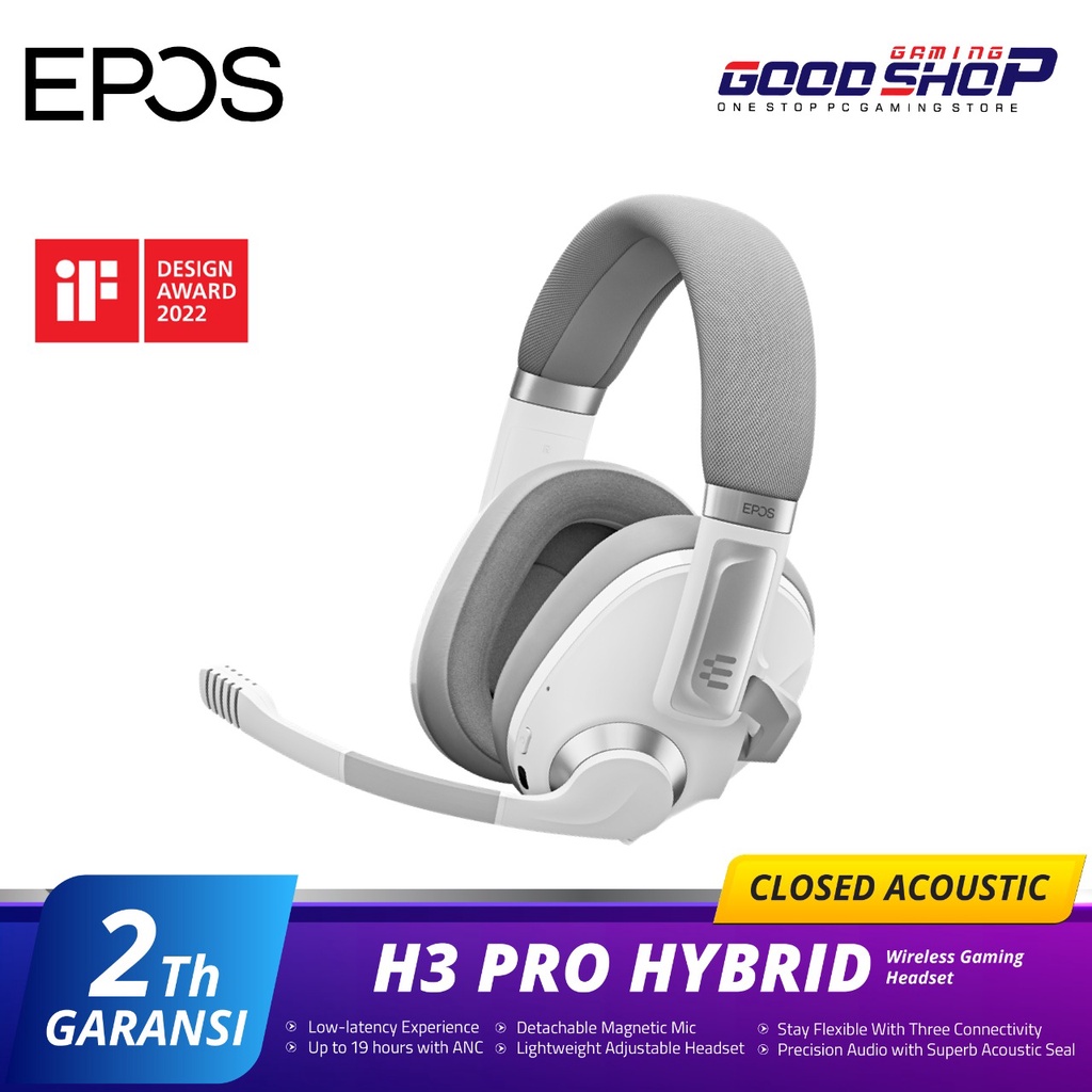 EPOS H3 PRO HYBRID WHITE - Closed Acoustic Bluetooth - Gaming Headset