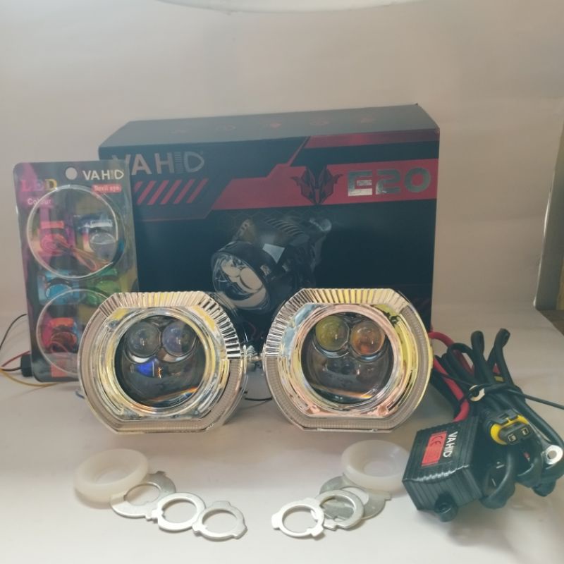 Vahid bi-led e20|led projector 3 inch |blue lens dua laser paket komplit
