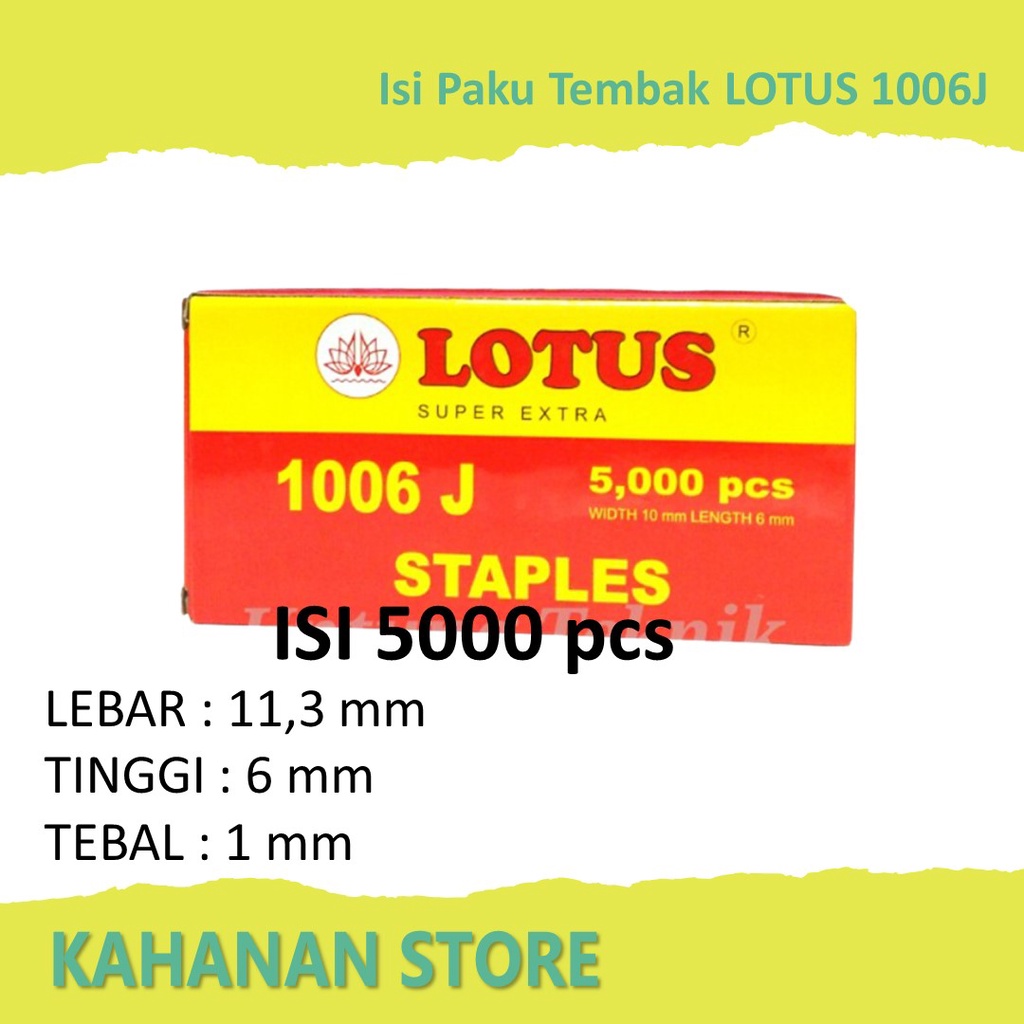

Isi Paku Tembak LOTUS 1006J - Isi Staples Tembak U 6 mm - REFILL Air Nailer 1006J Staples U