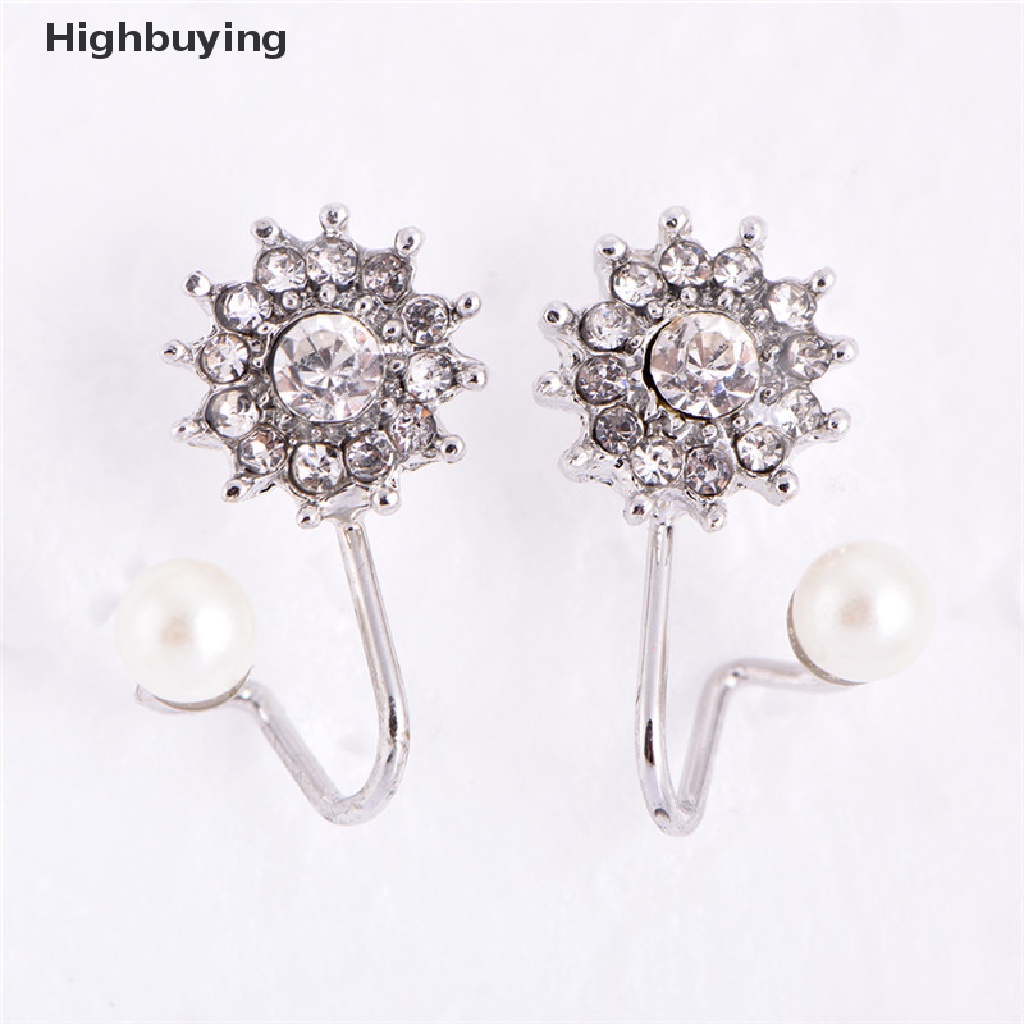 Hbid 1pasang Mutiara Berlian Imitasi Ear Stud Earrings Kristal Telinga Klip Perhiasan Lady Elegan Glory