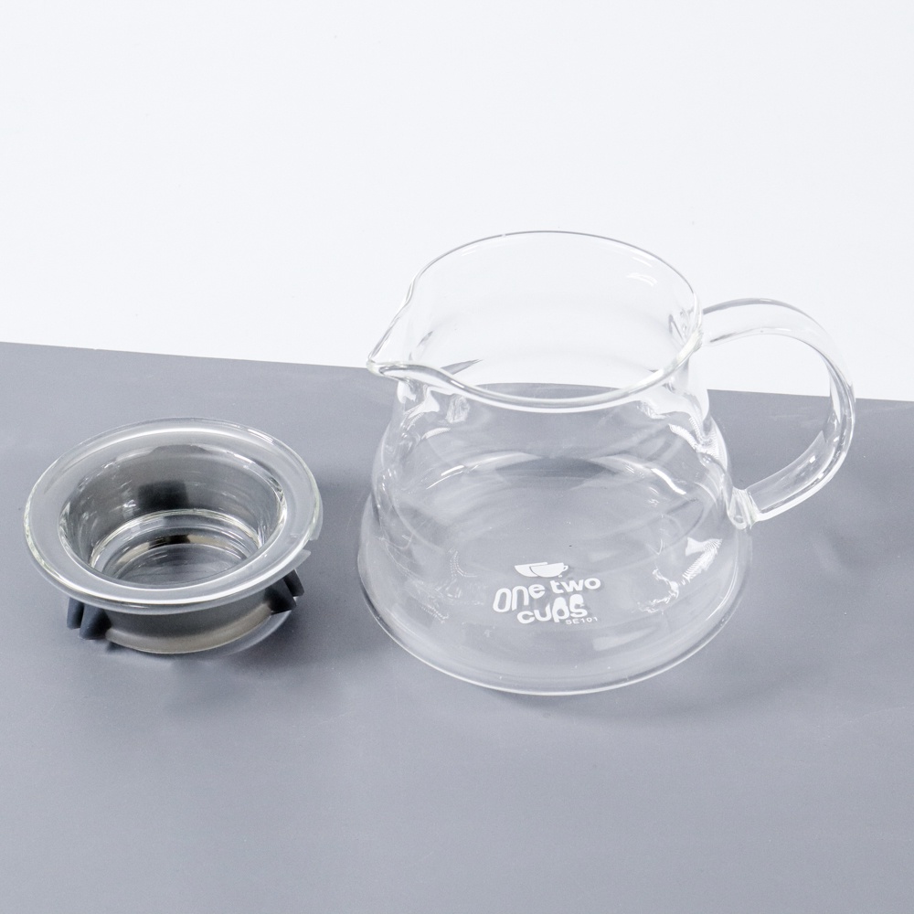 One Two Cups Coffee Maker Pot V60 Drip Kettle Teko Kopi Barista Borosilicate Glass SE101