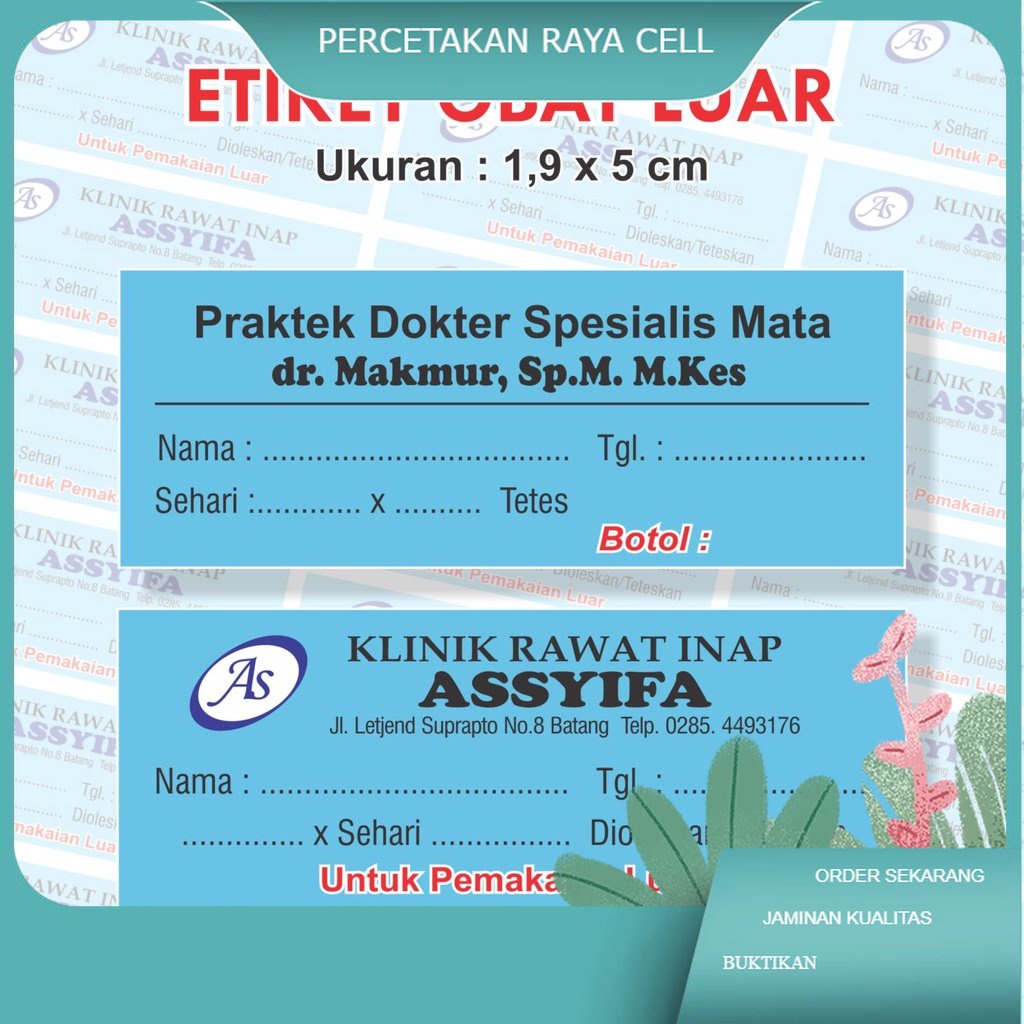 

Etiket Obat Luar / Etiket Obat Salep / Label Obat Luar / Label Obat salep