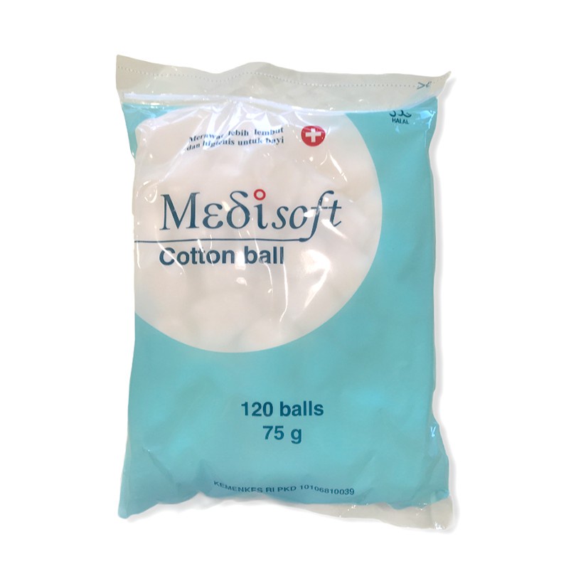 (Babysafe / Medisoft)  Baby Cotton Balls - Kapas Bayi Bulat 120 Balls Kapas Murni Baby