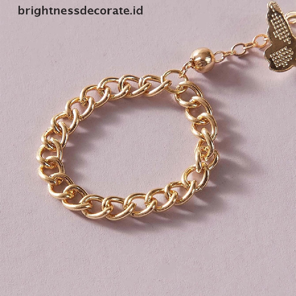 [Birth] Gelang Kupu-Kupu Wanita Vintage Rantai Sederhana Butterfly Charm Finger Bracelet [ID]