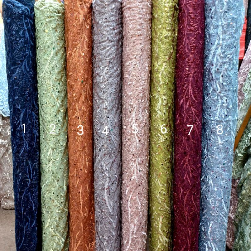 KAIN TULLE BORDIR FULL PAYET SQUIN / KEBAYA TULLE / KEBAYA TILE PAYET