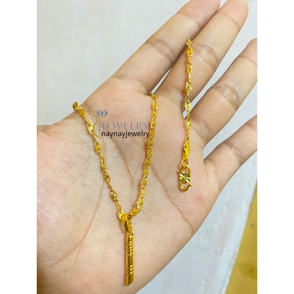 Kalung Koin Pecah Kopi bambu uk 45cm Warna 24k