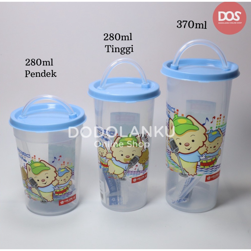 Botol Minum Anak Lion Star Tutup + Sedotan/Gelas Minum Anak Sedotan Lion Star