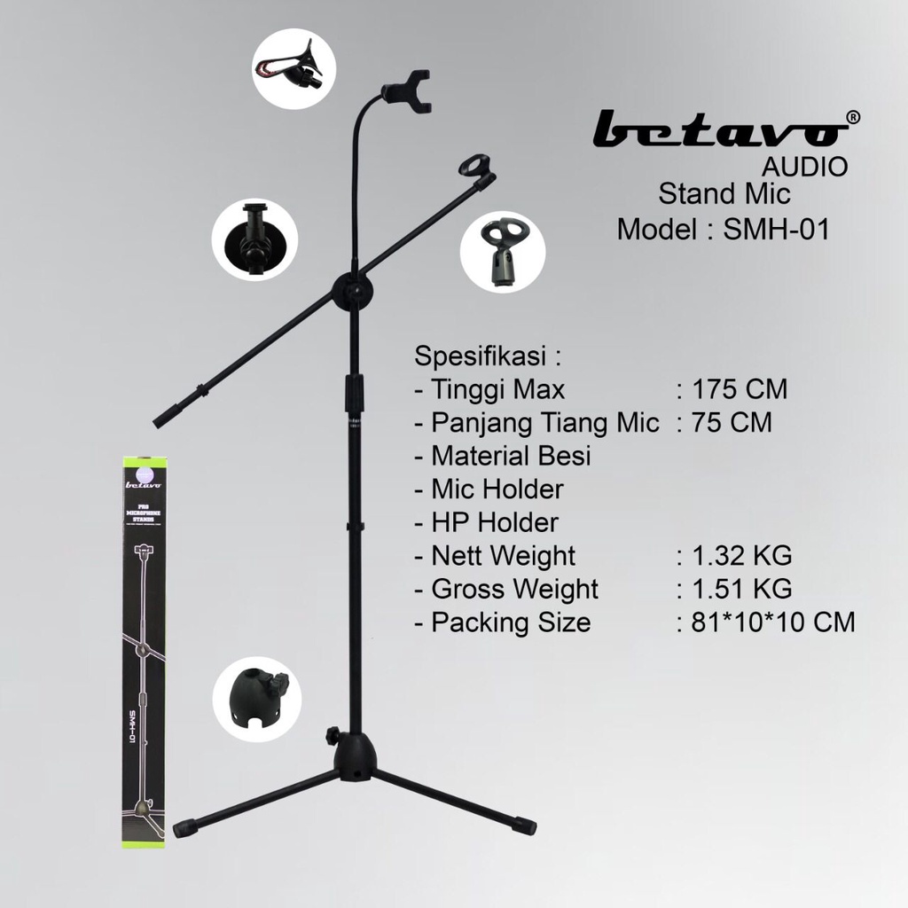 STAND MICROPHONE MODEL SMH-01 BETAVO AUDIO STAND MIC