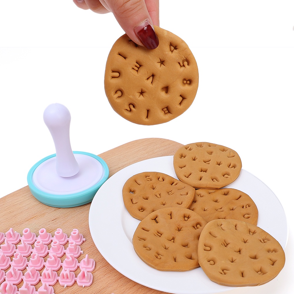 Cetakan Kue Cap Huruf Cetakan Biskuit Cookie Cutter DIY Cetak Press Stamp Kue Baking Plastik Emboss Alfabet Alat Aksesoris