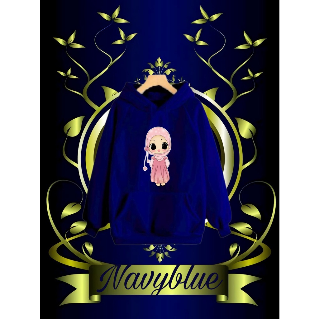 Hzl_outfit Sweater Hoodie Happy Hijab Anak [erempuan S.M.L.XL