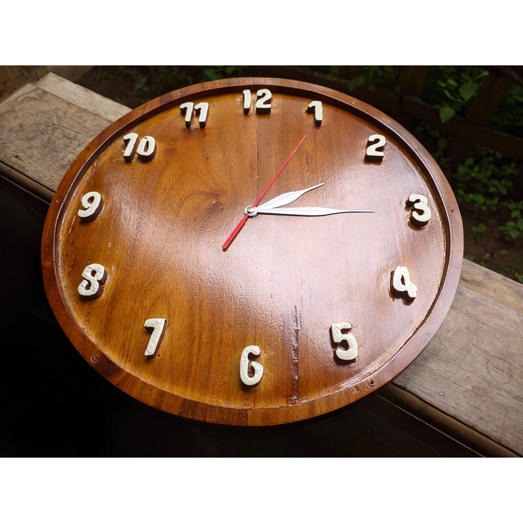 Jam Dinding Bulat Mewah Kayu Jati