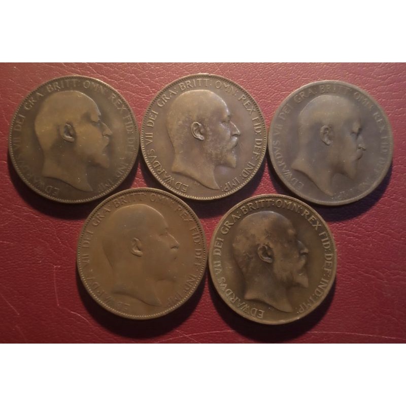 Koin Britania One Penny Edward VII 1903,1906,1907,1908&1910