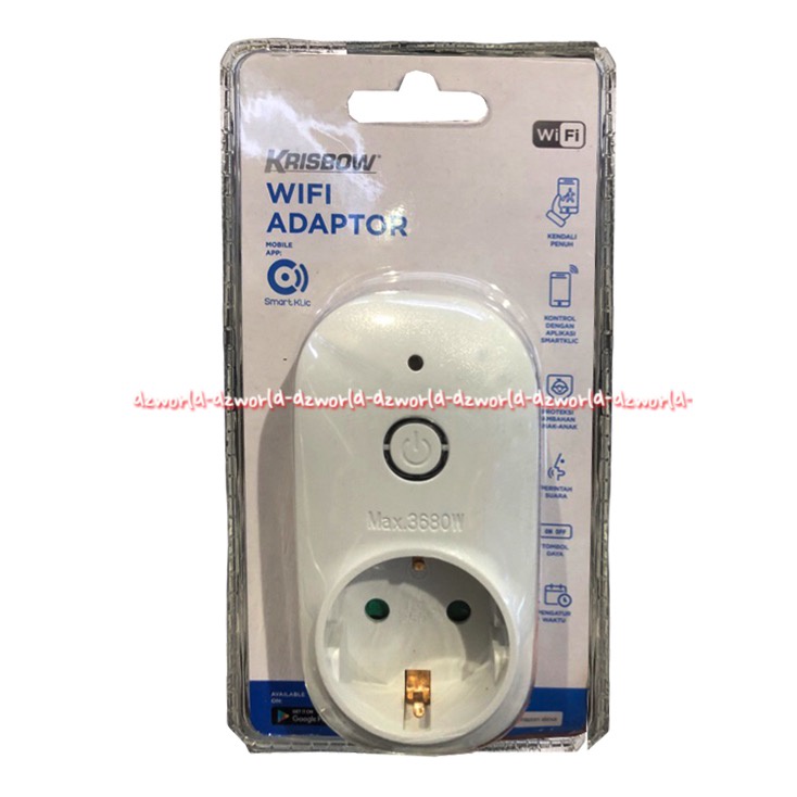 Krisbow Wifi Adaptor Socket Electrik Saklar Colokan Listrik Dengan Tombol On Off Steker Adaptor Wifi 16a 250v Sambungan Wifi Dengan Aplikasi Smart Klic