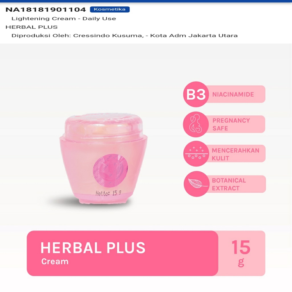 HERBAL PLUS CREAM BPOM 15gr ORIGINAL