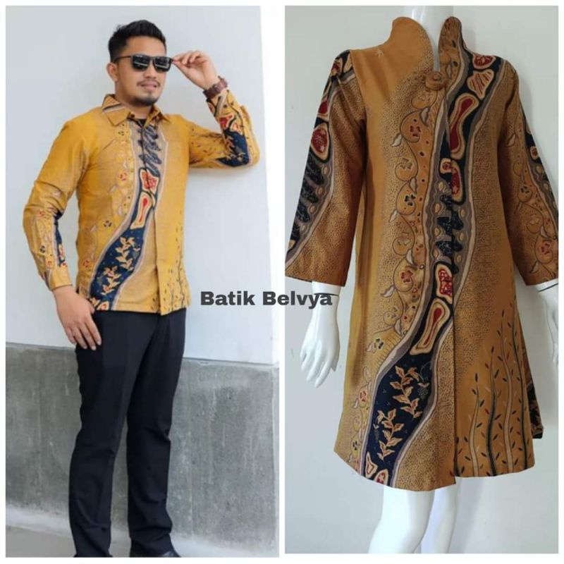 seragam batik tunik + kemeja bahan katun premium