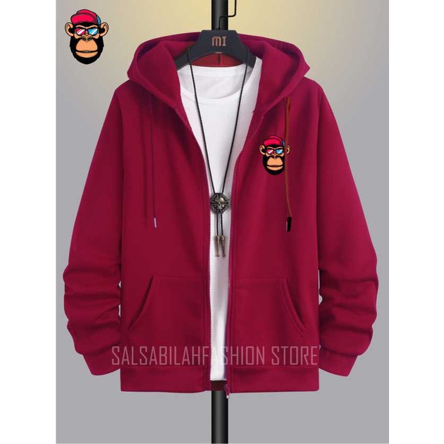 Jaket Distro Zipper - Jaket Sweater Hoodie Resleting Pria MONKEY