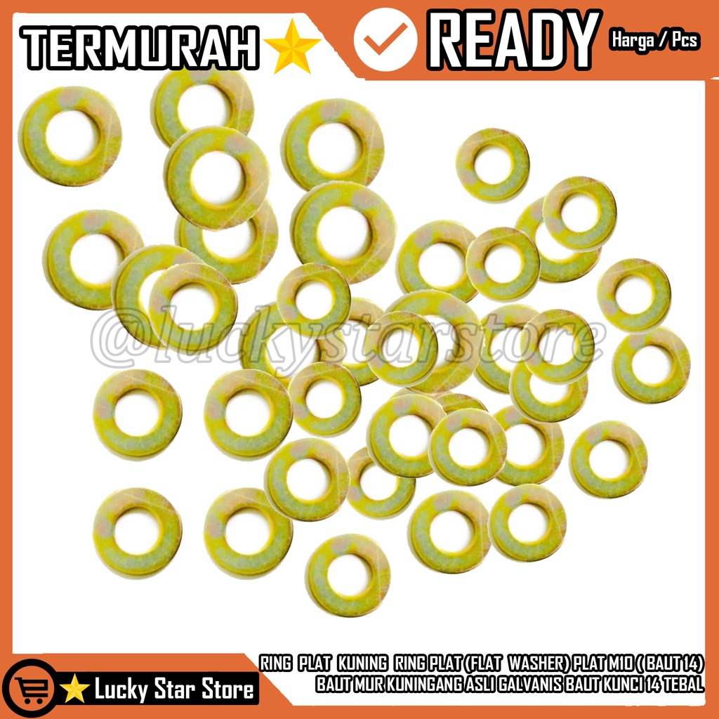 RING  PLAT PELAT  KUNING KUNINGAN (FLAT WASHER) PLAT M10 ( BAUT 14)  BAUT BAOT BAOD  CINCIN LINGKARA