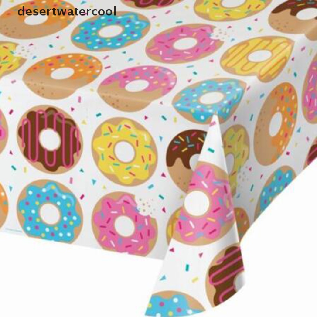 Deid Taplak Meja Perjamuan Plastik Donut Time110 x180cm Dekorasi Pesta Ulang Tahun Ke 1 Martijn
