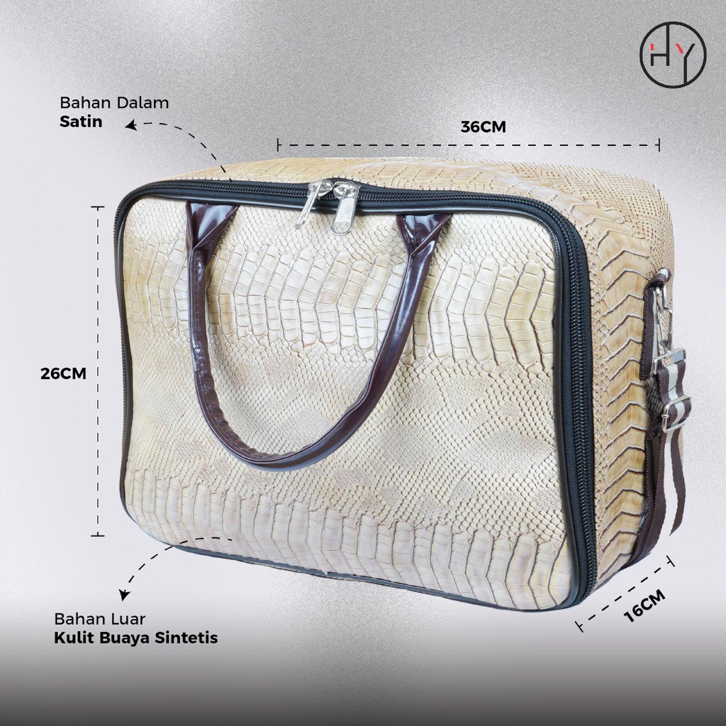 Travel Bag Croco Kulit Sintetis Medium Size Tas Pakaian - HYBRAND DD21 CROCO