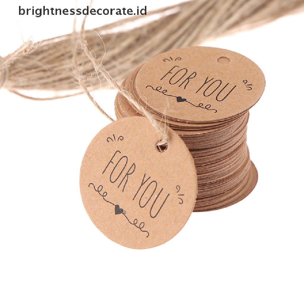 [Birth] 100pcs Hang Tag Kertas Kraft For you pattern Label Untuk Gift Tagging Paket Dekor [ID]