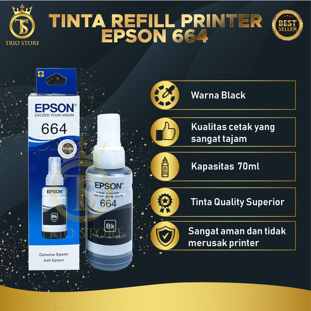 1 SET 4 PCS Tinta Epson 664 Premium For Printer L100 L110 L111 L120 L130 L132 L200 L210 L220 L222 L300 L310 L350 L351 L355 L360 L810 L850 L1300 L1800