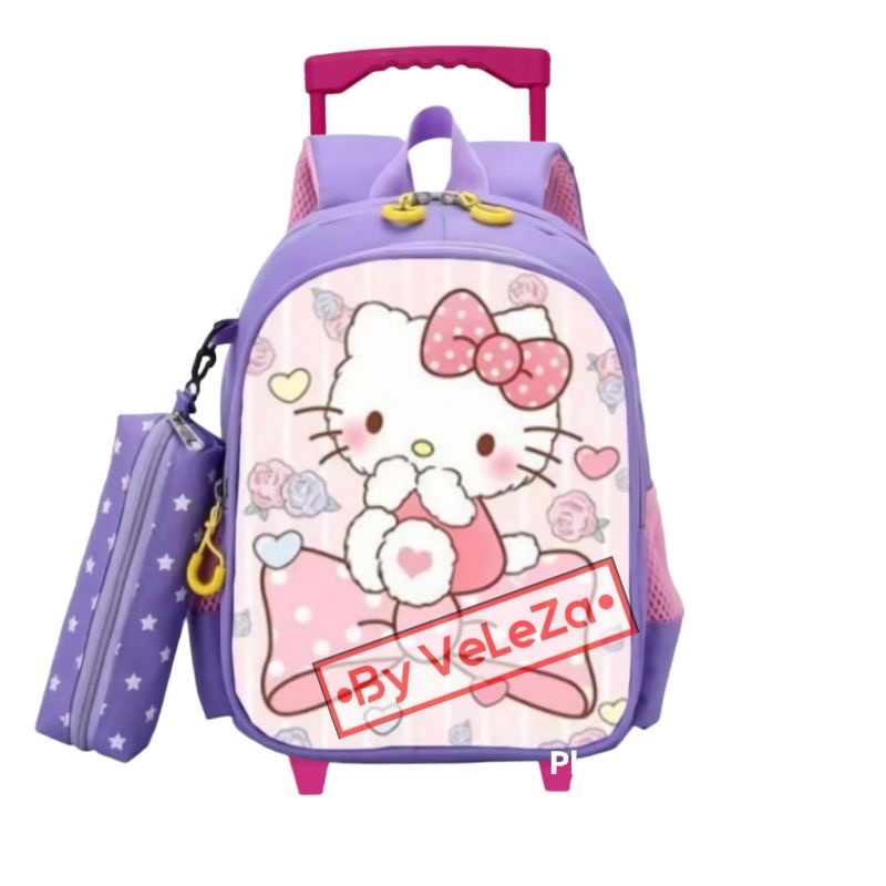 Tas ransel troli anak karakter hello Kitty2in1 - tas + tempat pinsil