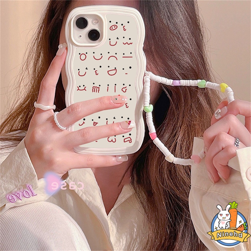 IPHONE Casing Kompatibel Untuk Iphone14 13 12 11 Pro Max X Xr Xs Max8 7 6 6s Plus Ekspresi Lucu Casing Ponsel Bingkai Bergelombang Shockproof Case Cover Skins Silicone Soft Case Cover Pelindung