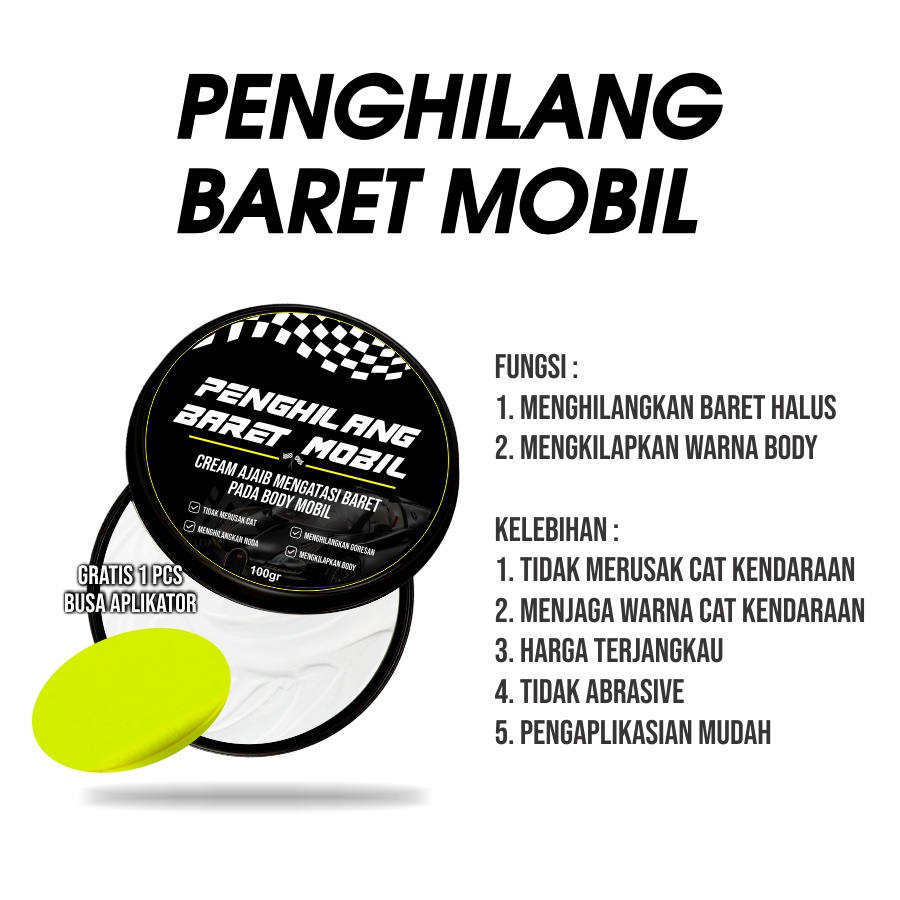 Penghilang Baret Body Mobil Rubbing Compound Mobil Scratch Remover Obat Poles Bodi Mobil 100gr Agya Ayla Sigra Xpander Avanza Xenia Brio Terios Rush Vios Civic Jazz Veloz Calya Gran Max Innova Livina Creta