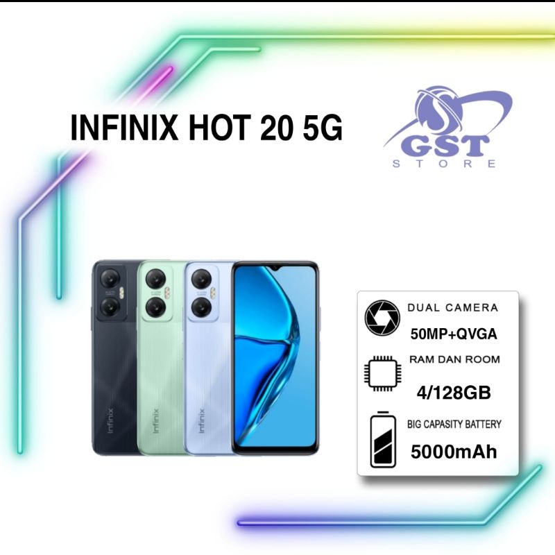 HP INFINIX HOT 20 5G Ram 4+3gb internal 128gb BERGARANSI RESMI 1 TAHUN