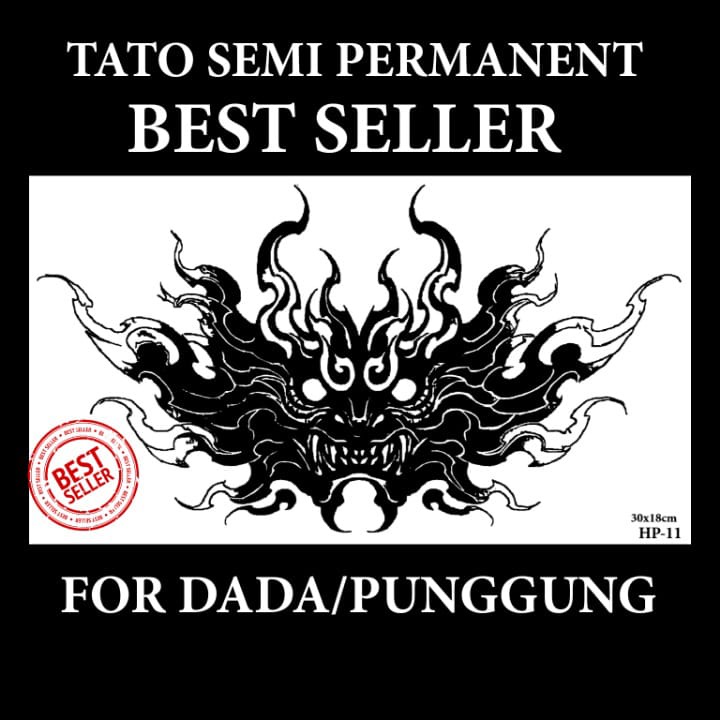 TATOMANIA-Stiker tato temporer semi permanen Motif Punggung Devil HP-11