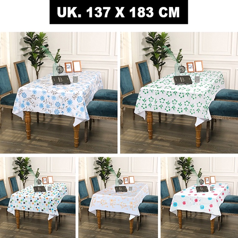 Taplak Meja Makan Kotak Besar Ruang Tamu Anti Air Premium Bahan Peva Motif Cantik Tebal Taplak Meja Makan Jumbo Persegi Panjang Motif 137x183cm Bahan PEVA Vynil