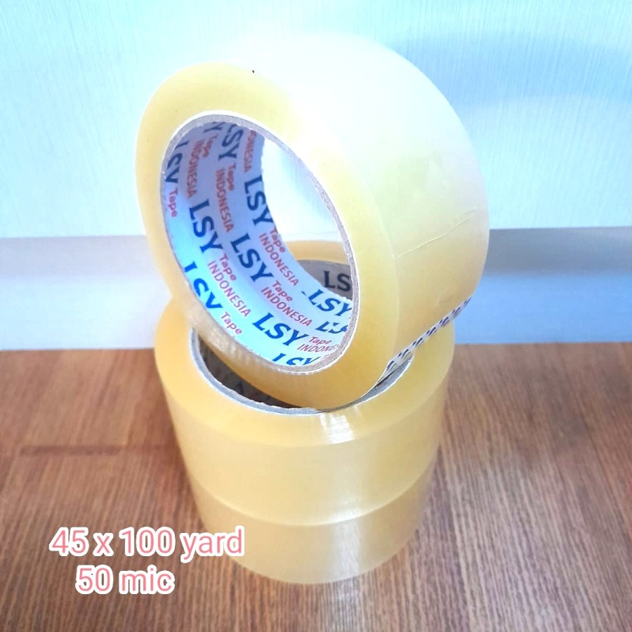 LAKBAN BENING 100 Yard lebar 45 mm ketebalan 50 mic LSY TAPE INDONESIA