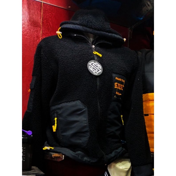 JAKET SHERPA SNSR BORDIR EMBREM FULL BULU